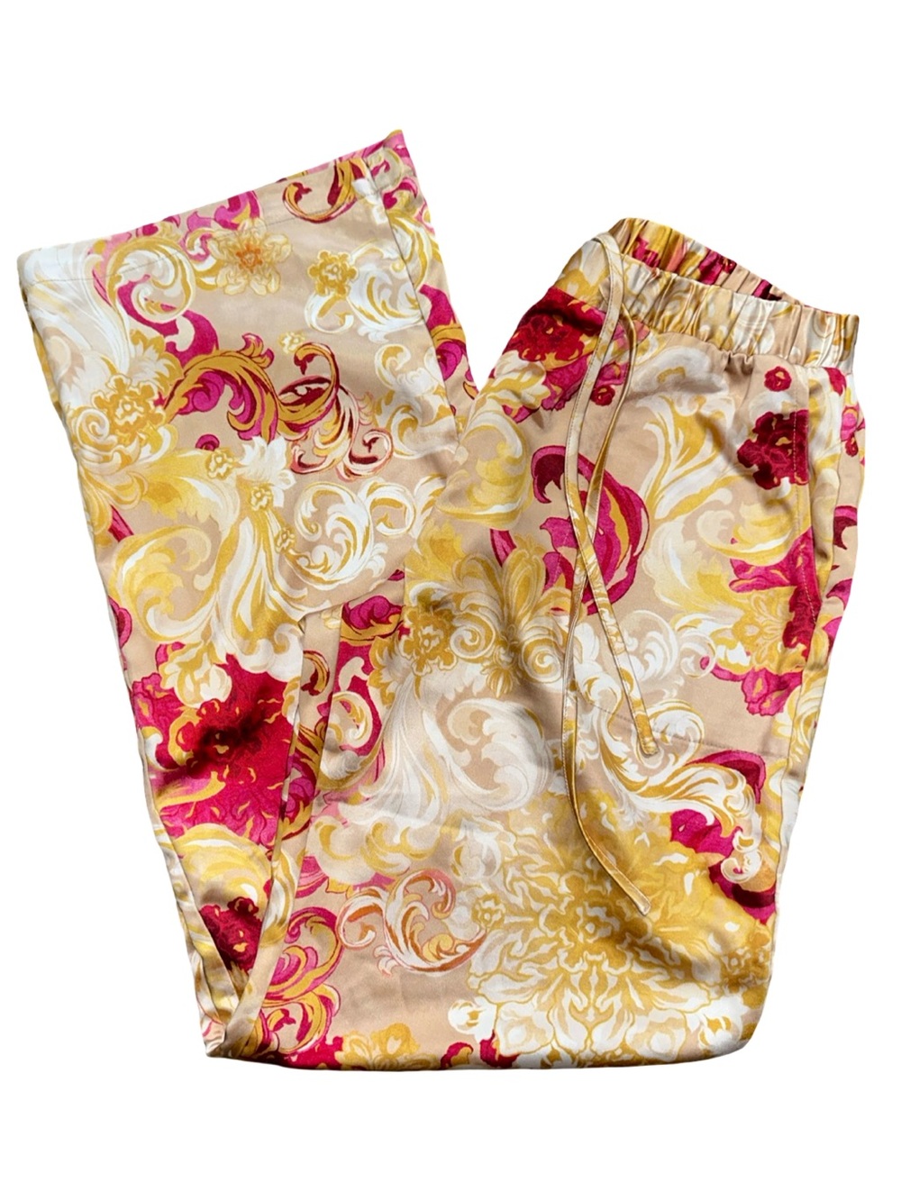 Soma Sensual Intimates Women’s Size XS Gold Red Satin Baroque Pajama Pants